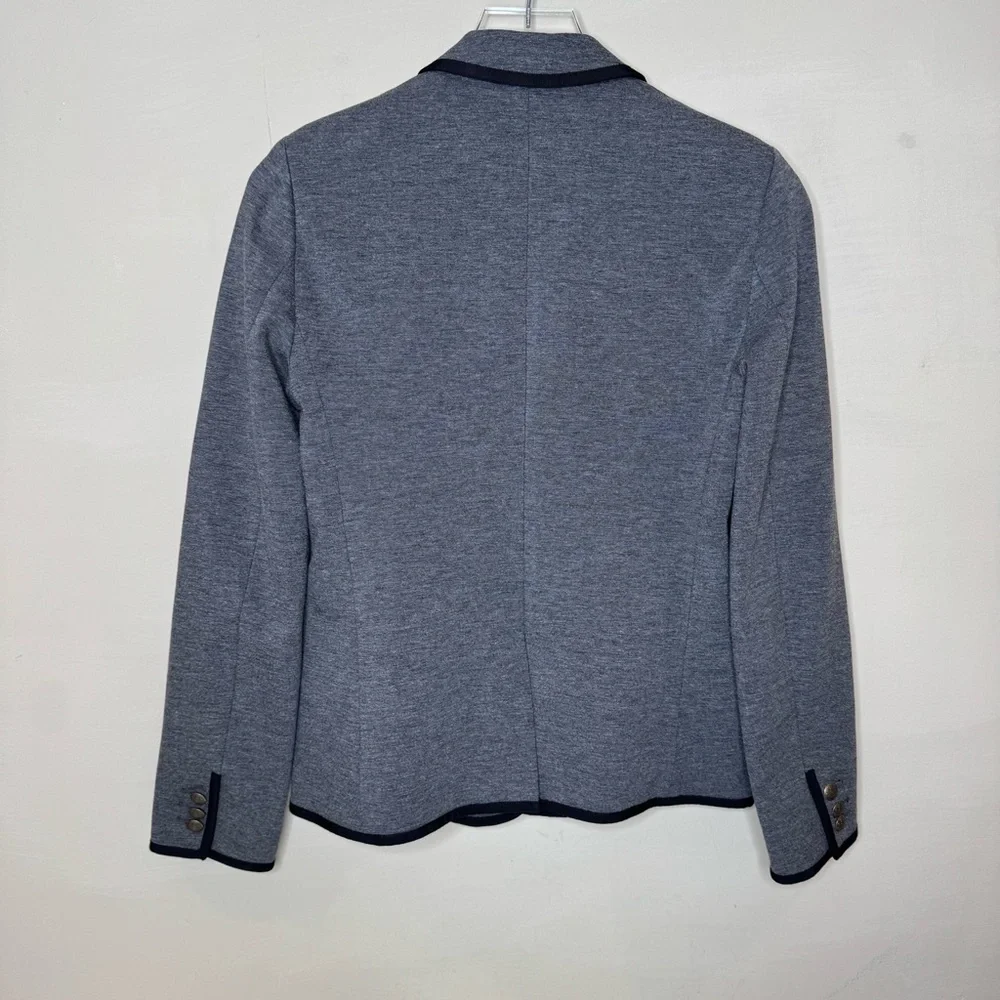 J Crew Factory Women’s Two Button Schoolboy Blazer Marled Gray Size 2 Black Trim
